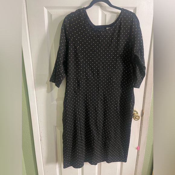 Unique Vintage Dresses & Skirts - Unique vintage - 4X - 3/4 sleeve polka dot wiggle dress